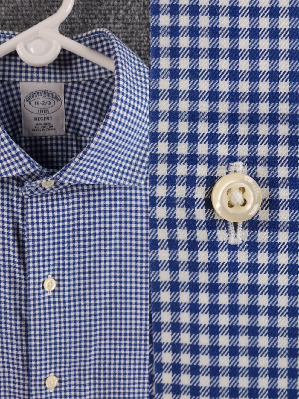 Brooks Brothers Check Regent Non-Iron Cotton 15 32/33 Blue Mens Business Shirt